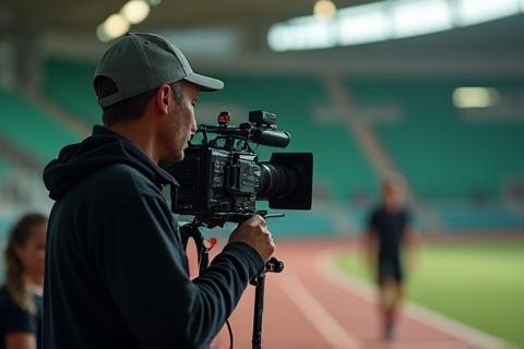 Image showing a camera crew filming a sports documentary.